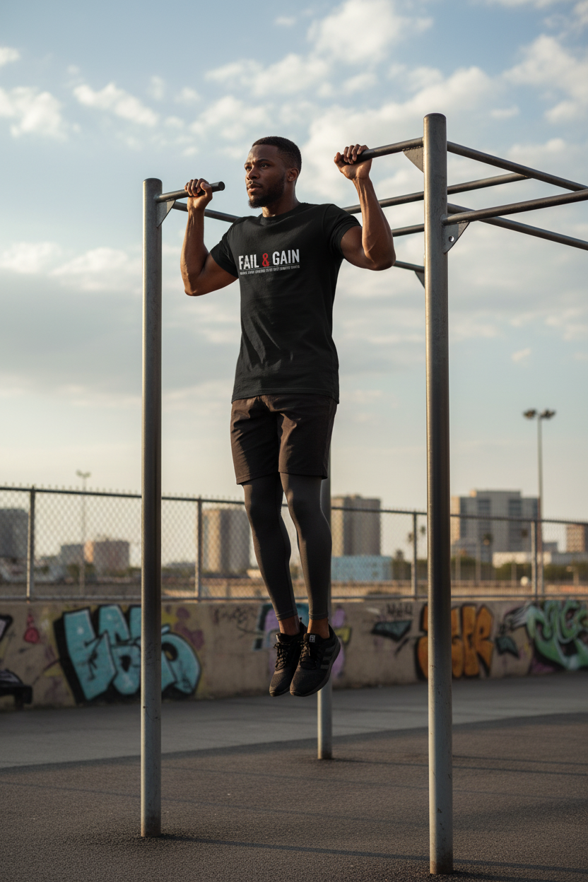 Hombre negro entrenando camiseta negra
