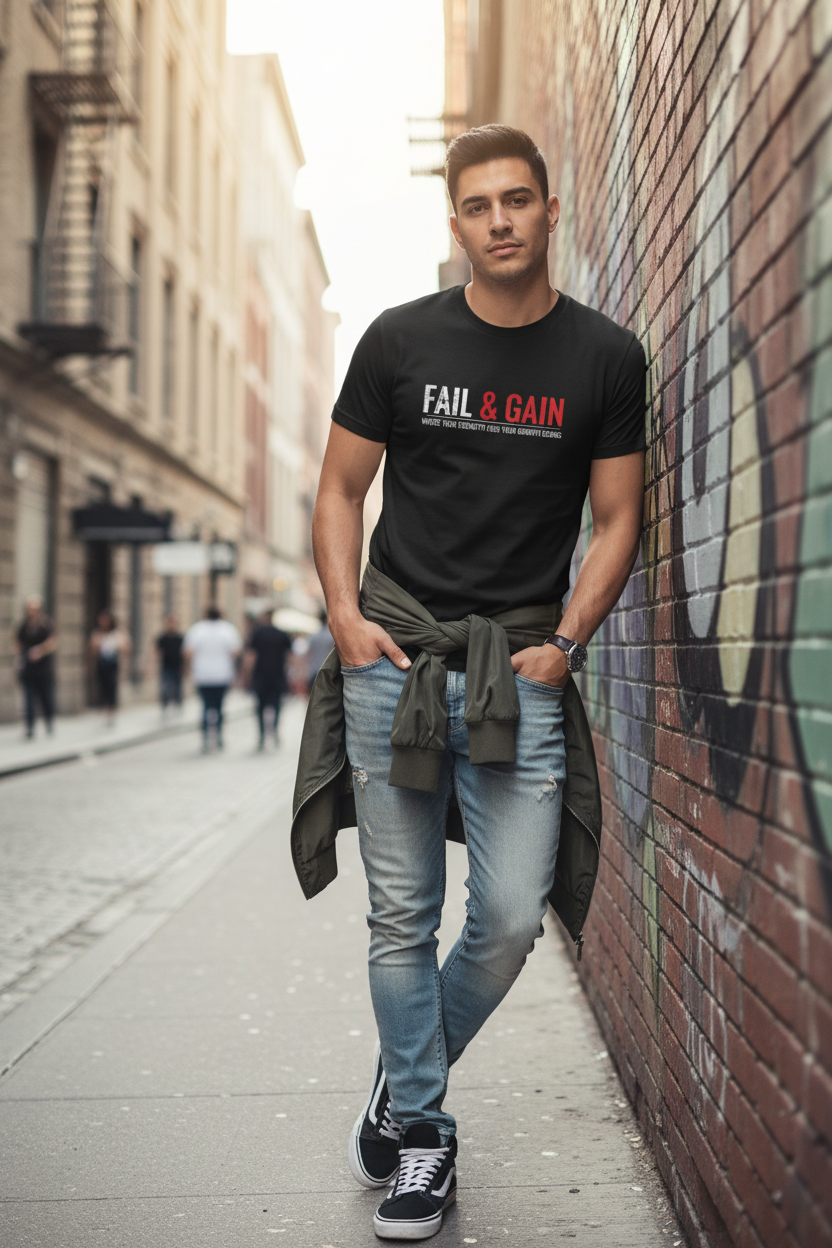 Modelo latino camiseta negra urbano
